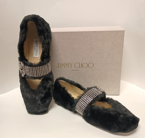 JIMMY CHOO KRISTA FLAT ビジュー ファー 36 JIMMY CHOO KRISTA FLAT ビジュー ファー 36 JIMMY CHOO KRISTA FLAT