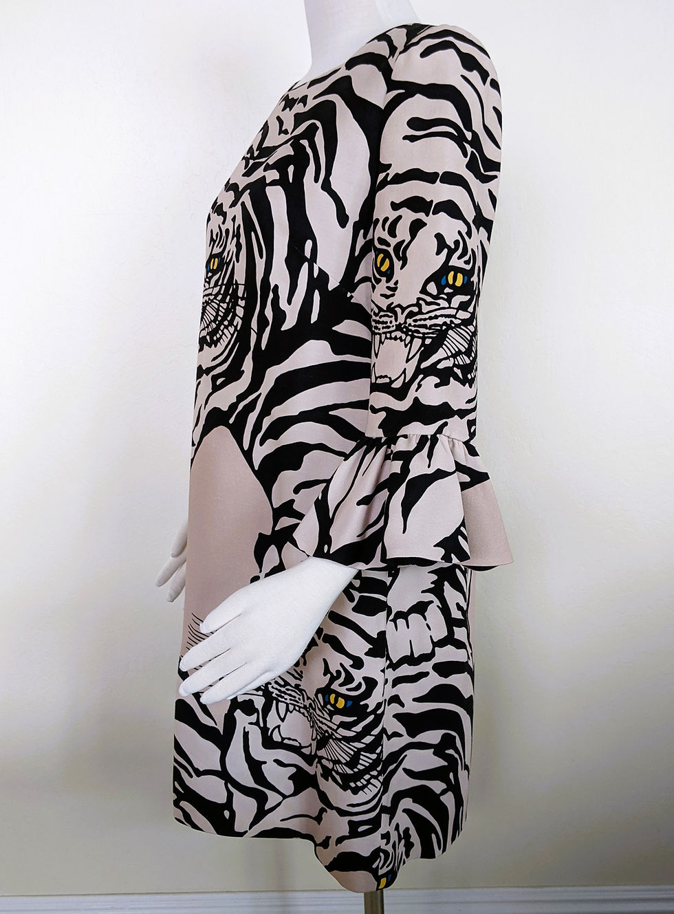 Thumbnail: Valentino 1967 Tiger Dress Wool/Silk Size 10 Made in Italy