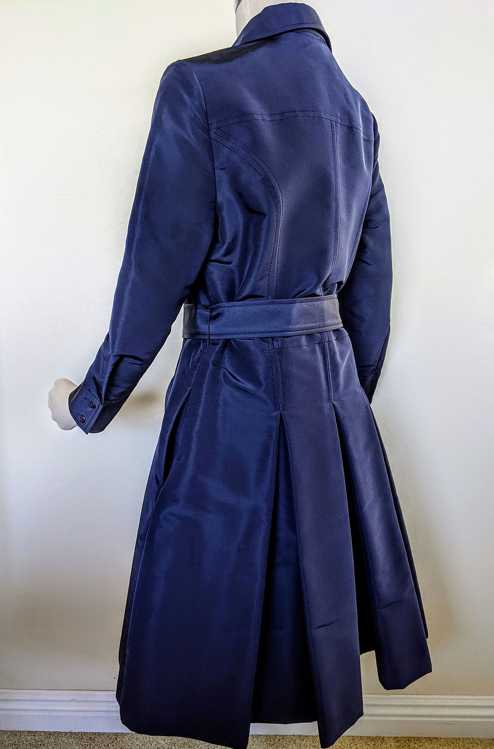 Thumbnail: Carolina Herrera Blue Silk Coat Dress Size 10