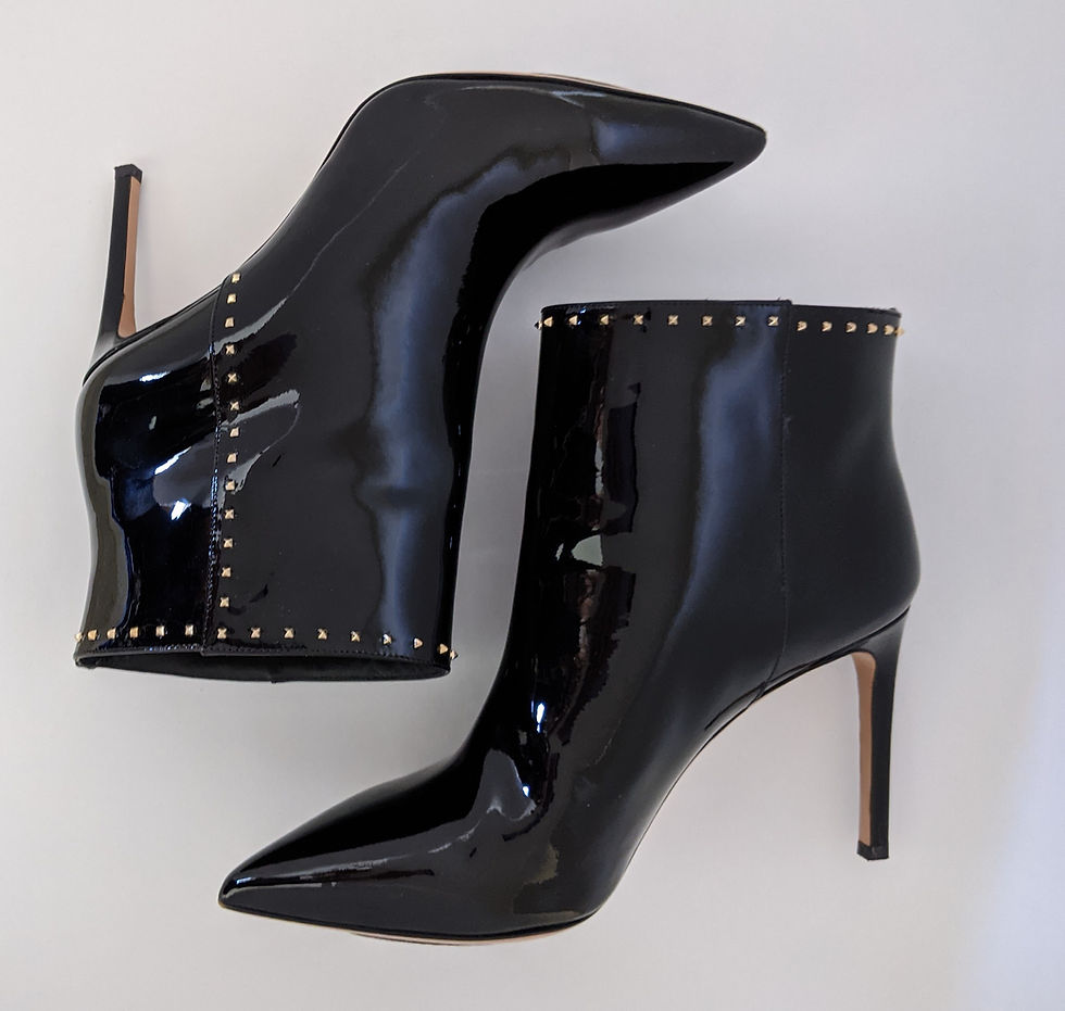 Thumbnail: Valentino Rockstud Black Patent Leather Booties IT 39.5 (US 9)