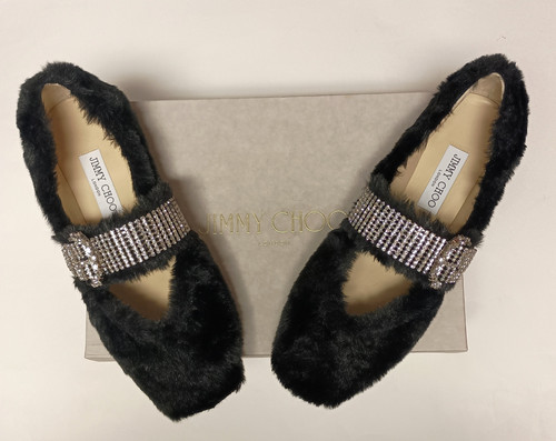 JIMMY CHOO KRISTA FLAT ビジュー ファー 36 JIMMY CHOO KRISTA FLAT ビジュー ファー 36 JIMMY CHOO KRISTA FLAT