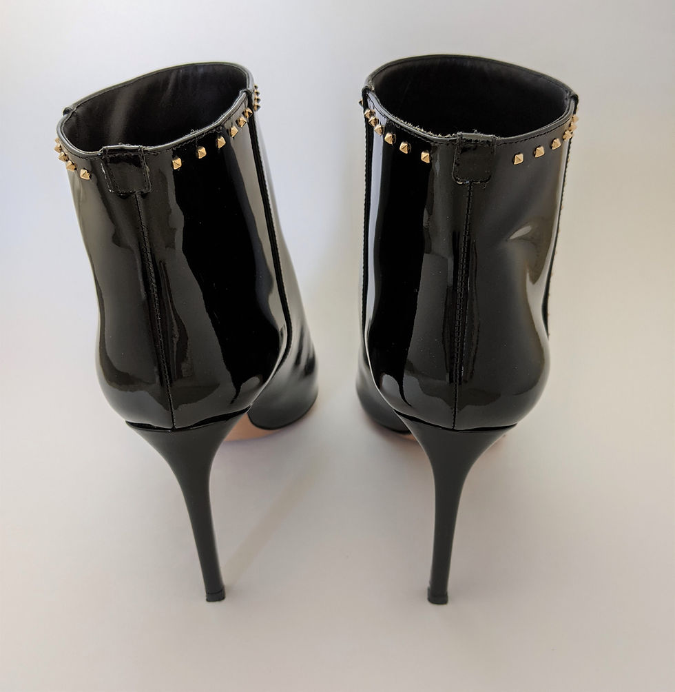 Thumbnail: Valentino Rockstud Black Patent Leather Booties IT 39.5 (US 9)
