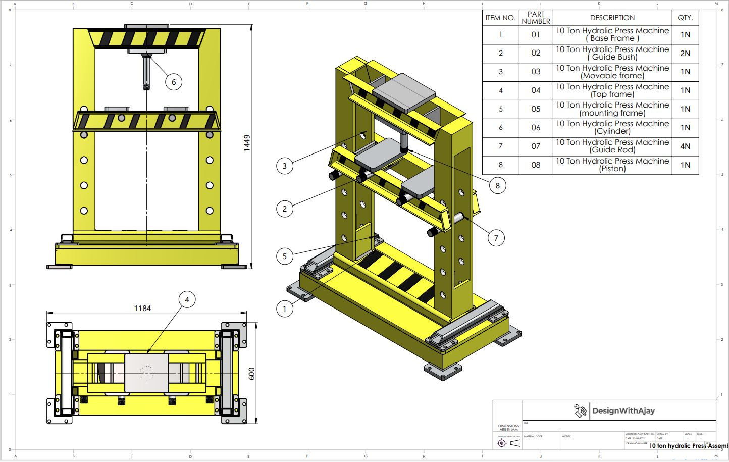 10 Ton Capacity Hydraulic Press