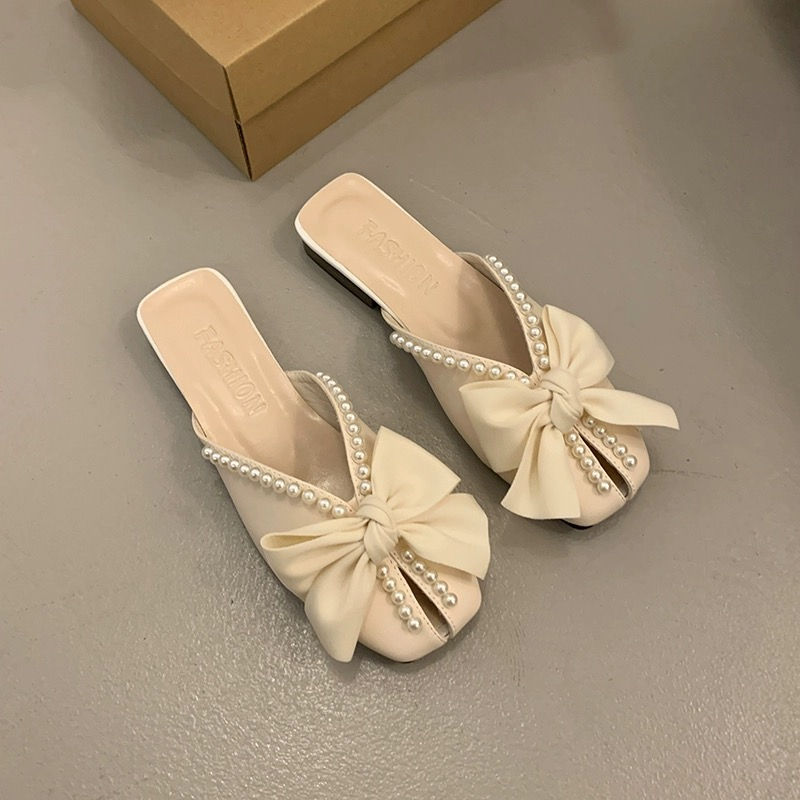 縮圖：法式蝴蝶結包頭半拖鞋NYY5412655