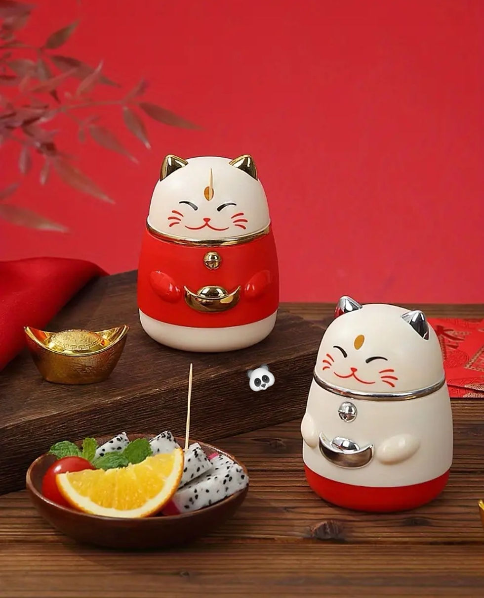 縮圖：🐼招財貓牙簽盒2個