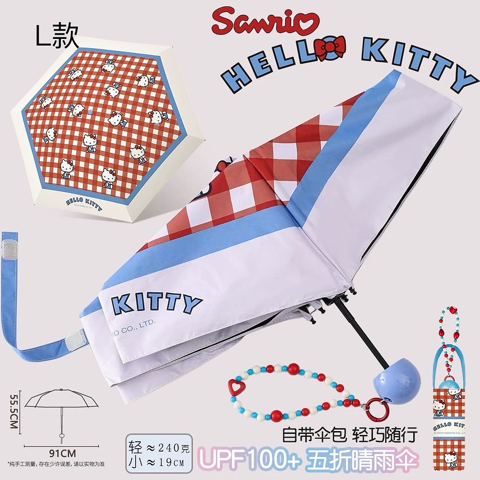 縮圖：正版授權Miffy及Hello Kitty 迷你輕盈5折雨傘NYY4412063