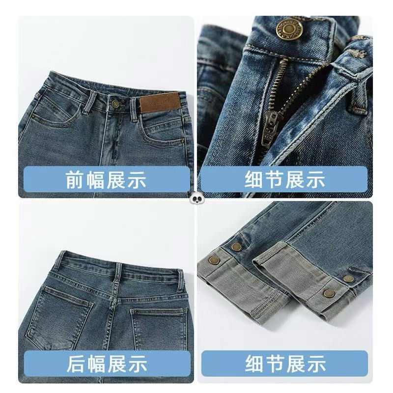 縮圖：🐼復古高腰煙管牛仔直筒九分褲 NYY3212070