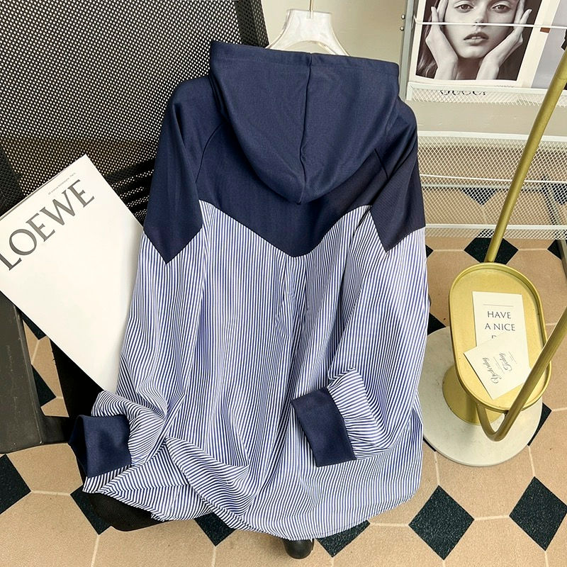 Thumbnail: 新款條紋拼接連帽寬鬆上衣NYY6813099