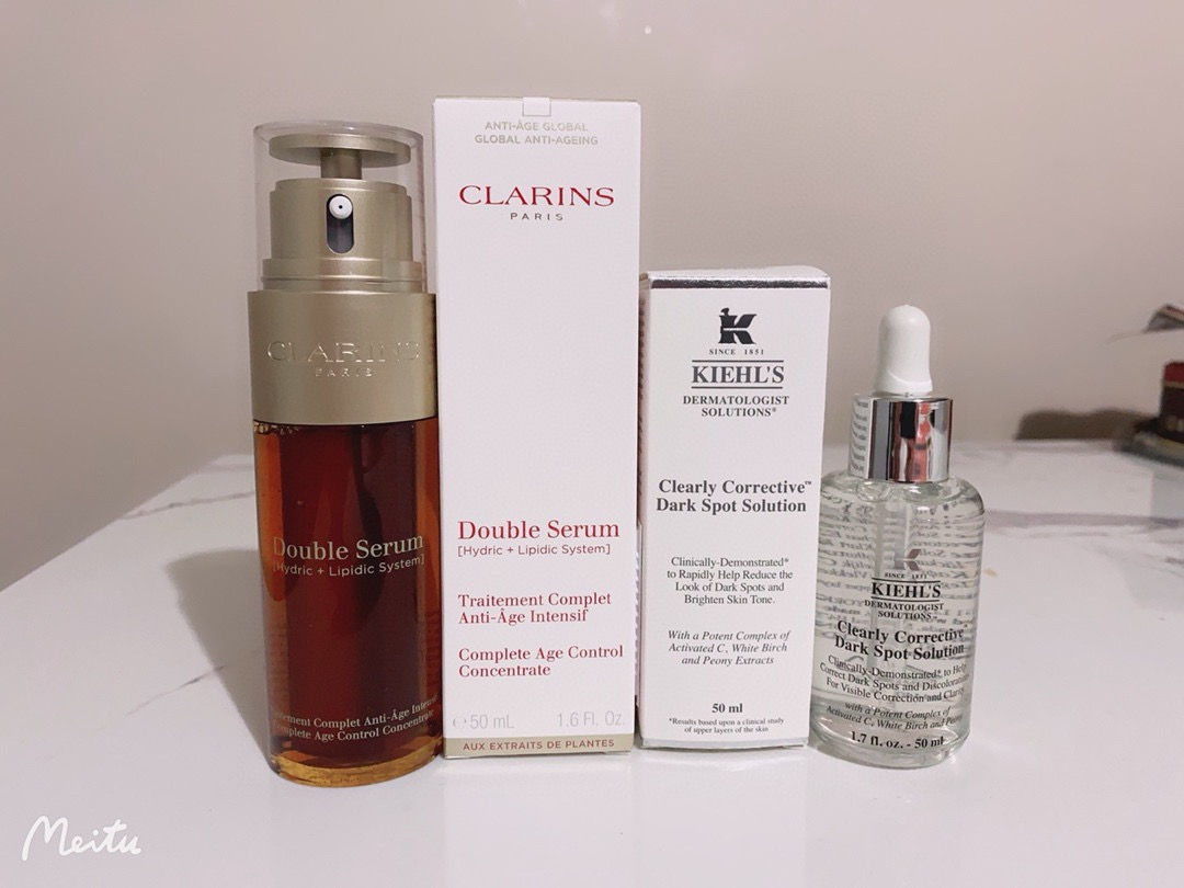 Kiehl’s 淡斑精華50ml➕Clarins雙萃精華50ml。