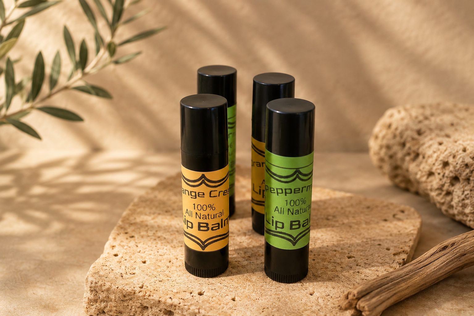 Orange Cream and Peppermint 100% All Natural Lip Balms