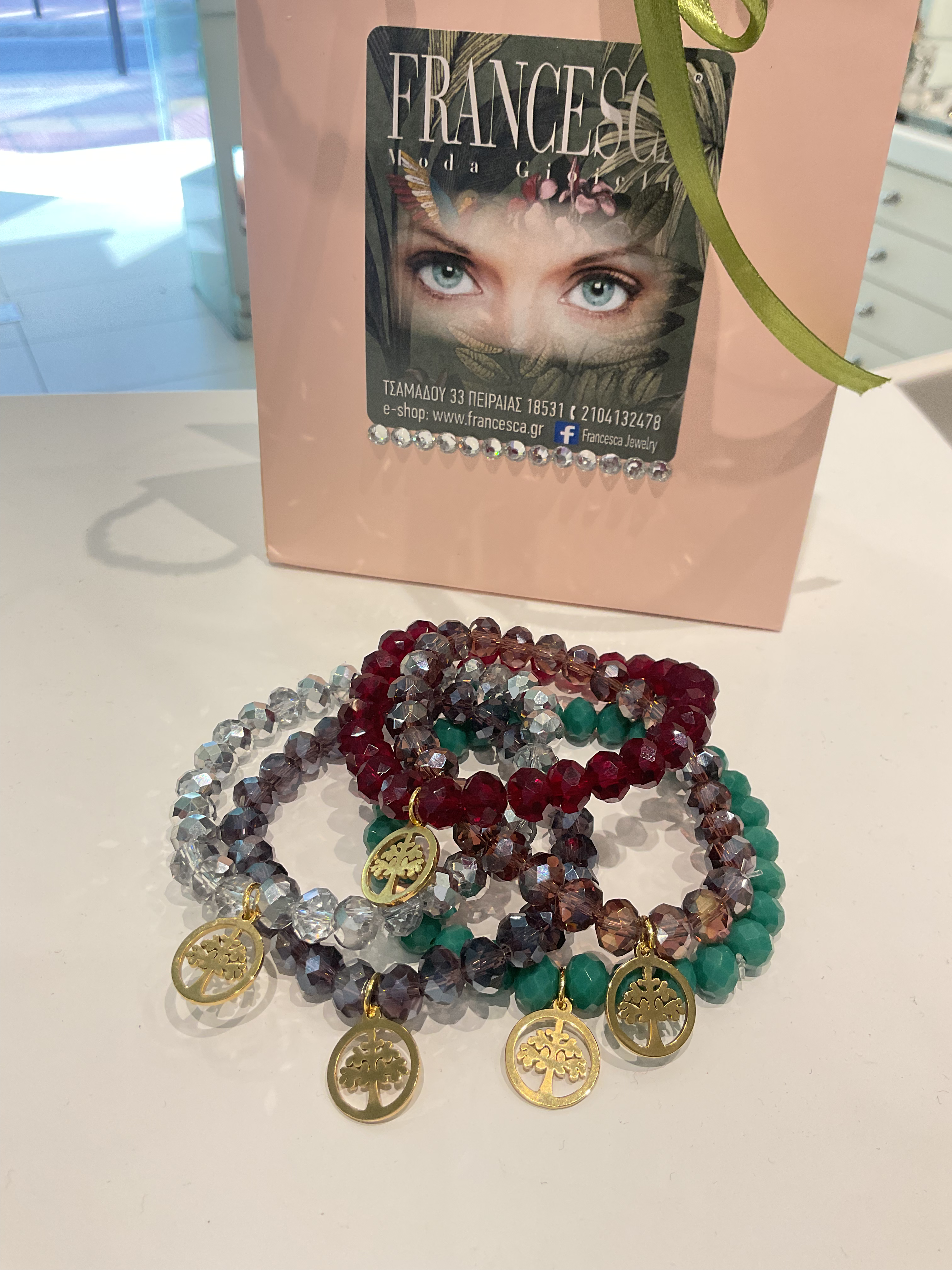 Fb7803 Ελαστικό βραχιόλι με το δέντρο της ζωής.Γράψτε μας χρώμα στις σημειώσεις