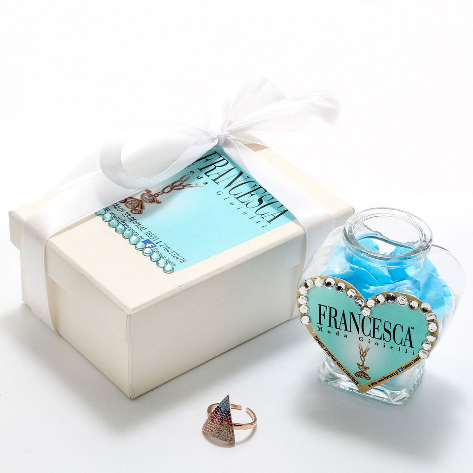 Μικρογραφία: Fr7545 Επίχρυσο δαχτυλίδι με χρωματιστές πέτρες σε απόχρωση rose gold