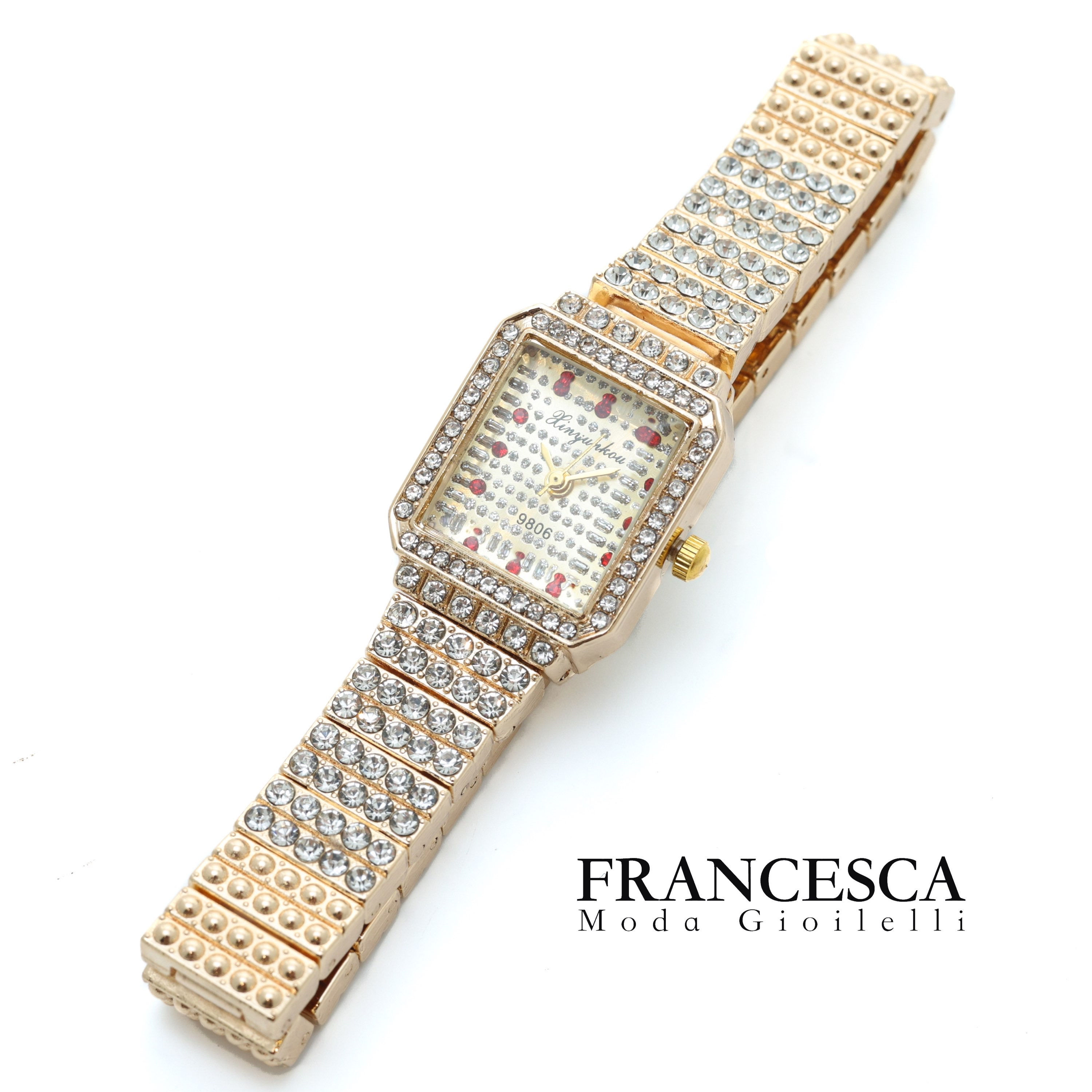 Fw7335 Αριστοκρατική κομψότητα! Ρολόϊ με λεπτά λαμπερά κρυσταλλάκια.