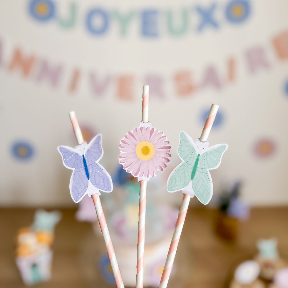 Miniature : Décorations papillons et fleurs pour pailles