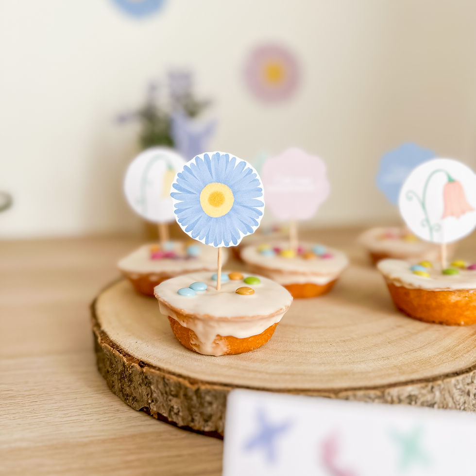 Miniature : Toppers pour cupcakes fleurs