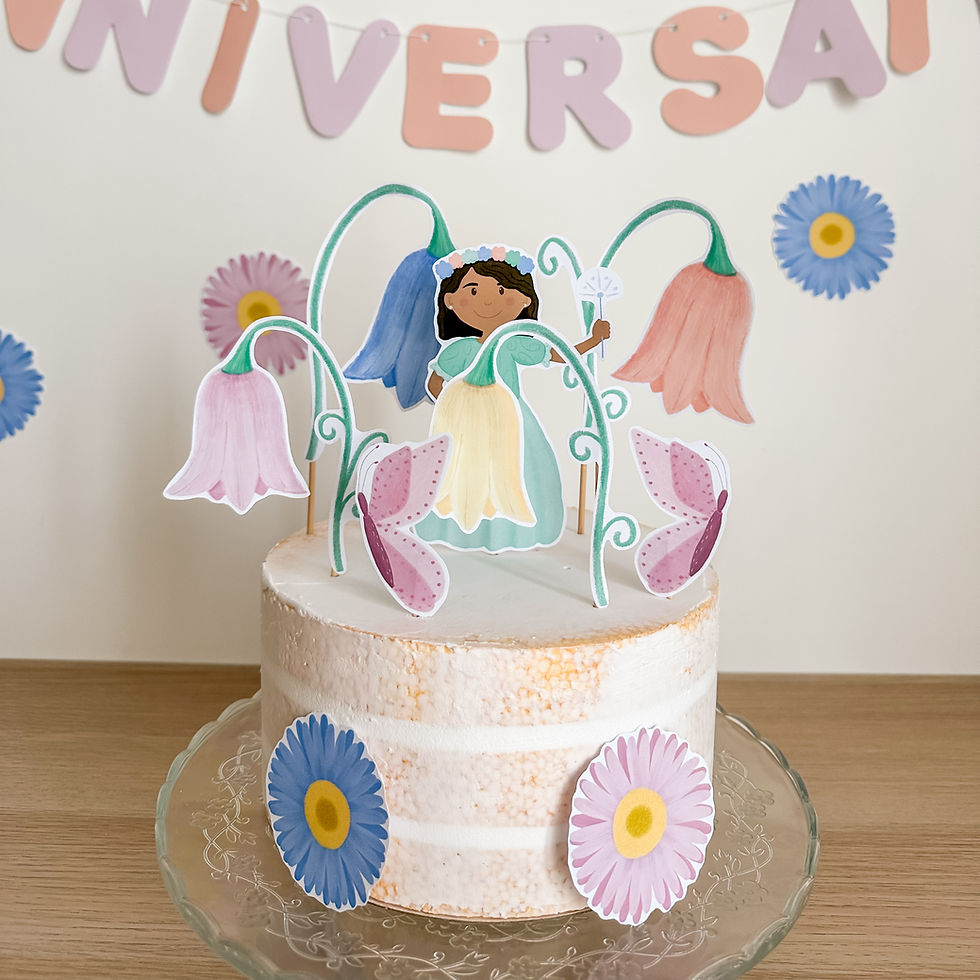 Topper Fée, papillons et fleurs