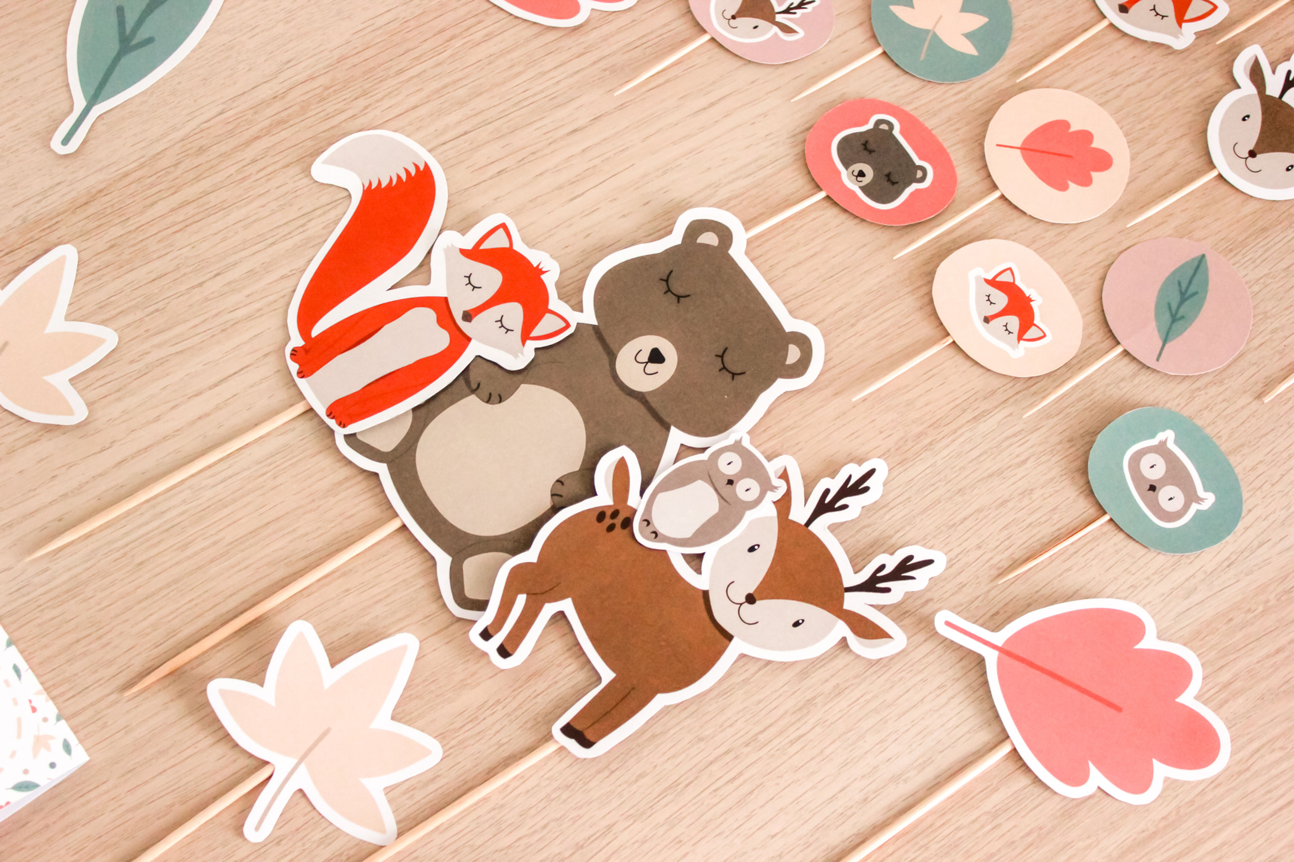 Toppers pour gâteau Animaux de la forêt
