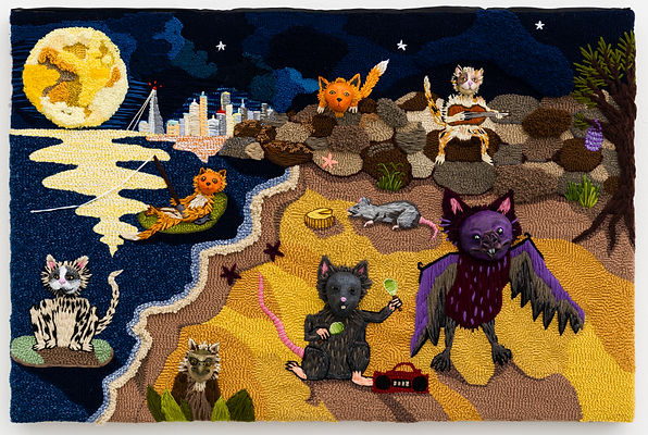 Embroidery piece 'Elwood Foreshore Full'moon'
