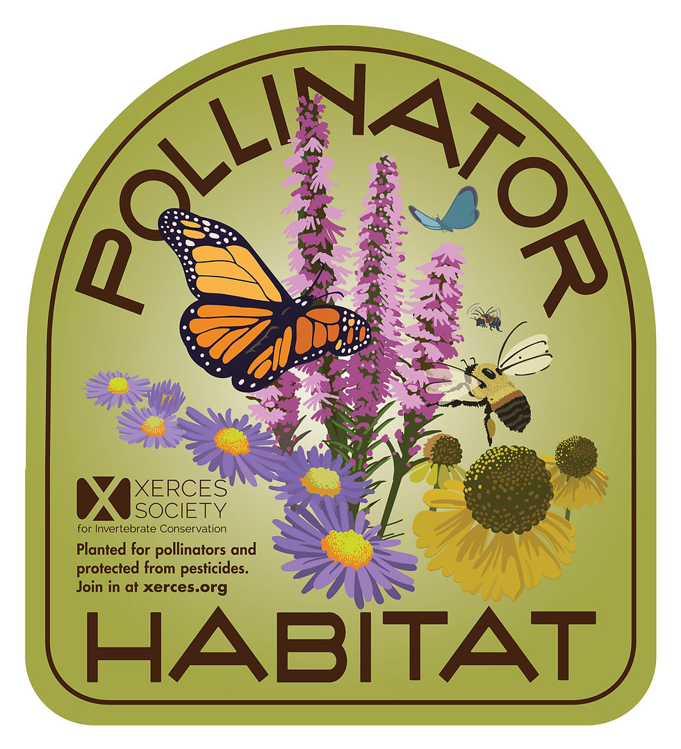 Protecting invertebrate from pesticides is even on the Xerces Pollinator Habitat yard sign!