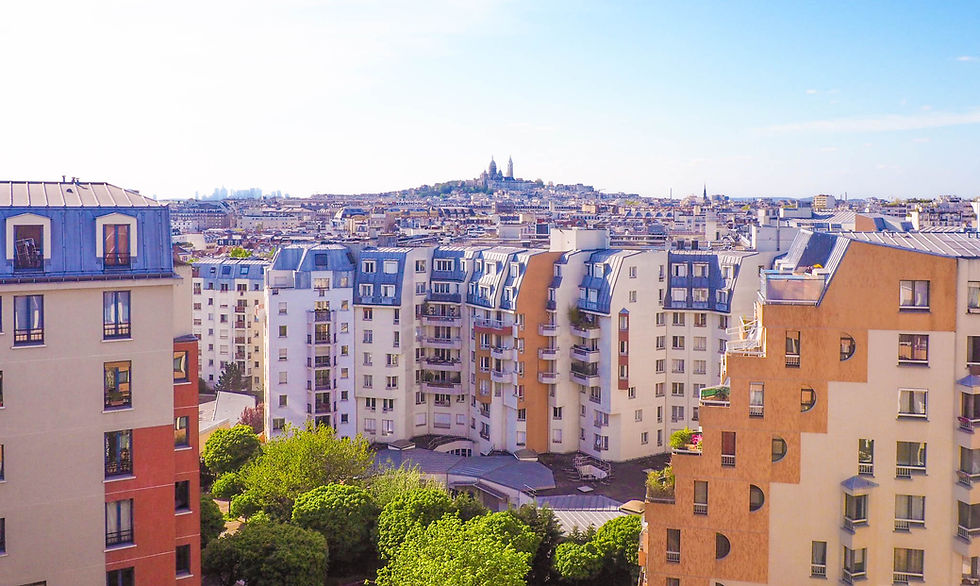 The view of Sacré-Cœur from the rooftop bar of my Hostel