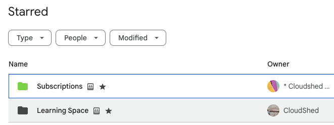 The starred section in the left hand side menu of Google Drive
