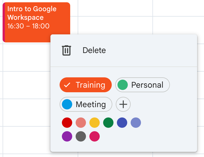 The labels option in google Calendar