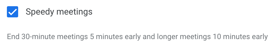 Speedy meetings box in Google Calendar