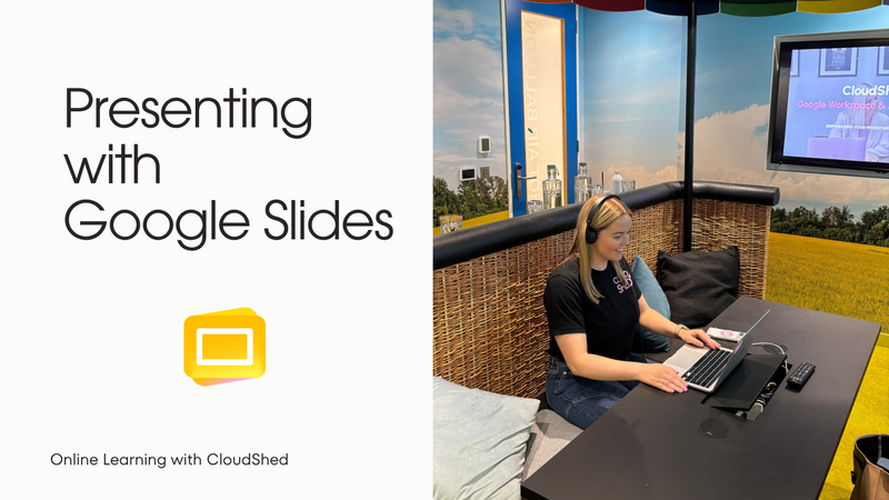 Course cover image of google slides logo on a laptop screen