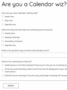 Image shows an example of the quizzes from the courses