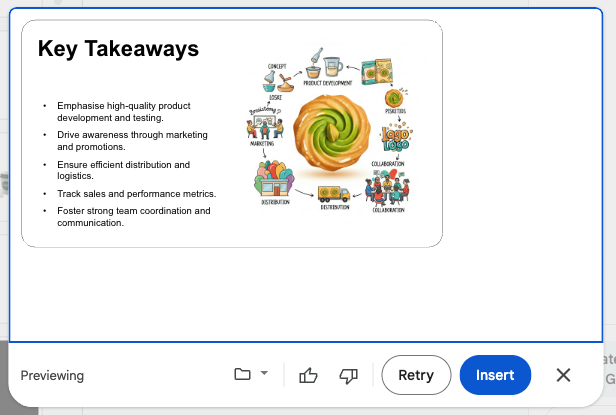 Example of a draft slide Gemini has created in Google Slides