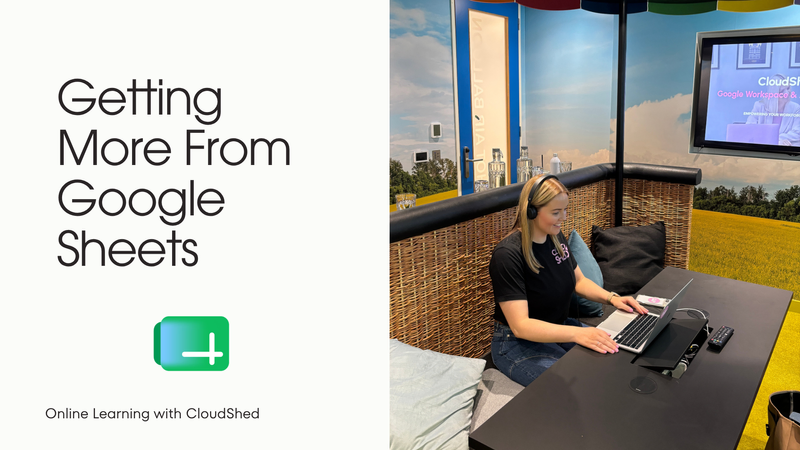 Course cover image of google sheet logo on a laptop screen
