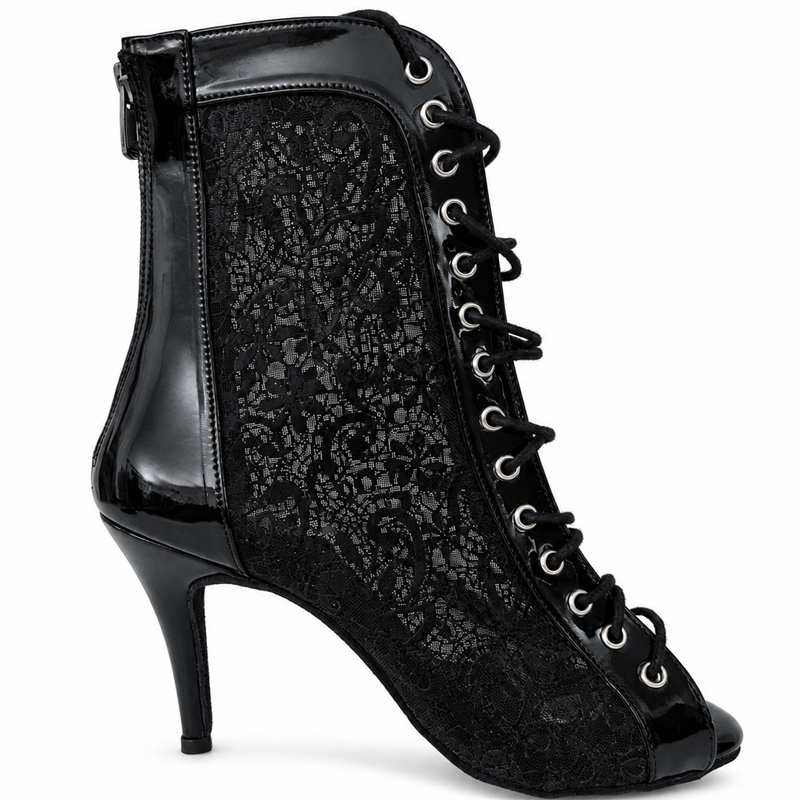 Halley Siyah Dantelli High Heels Dans Ayakkabısı yandan görünüm