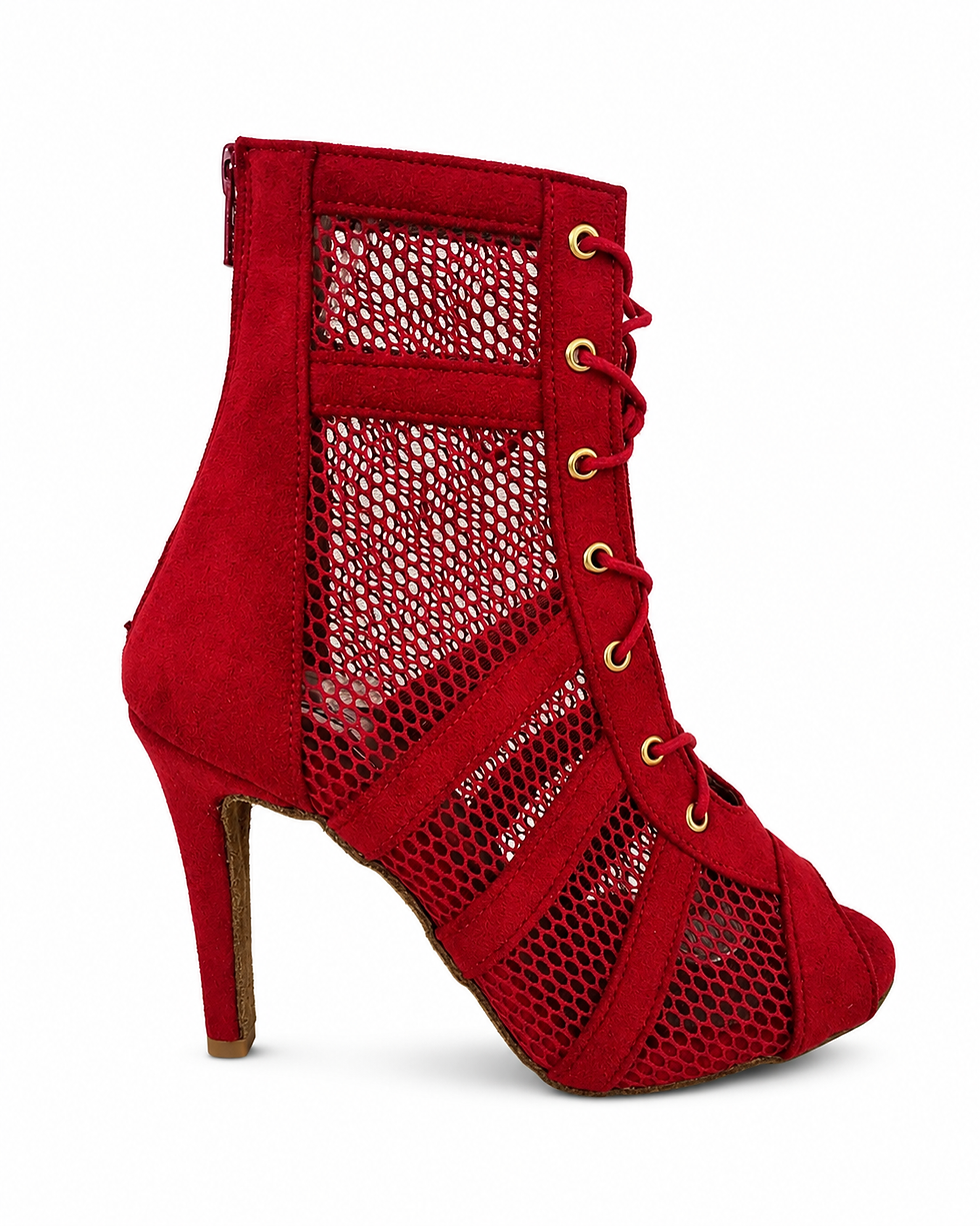 Tuttle Kırmızı Süet High Heels Dans Ayakkabısı Yandan Görünüm
