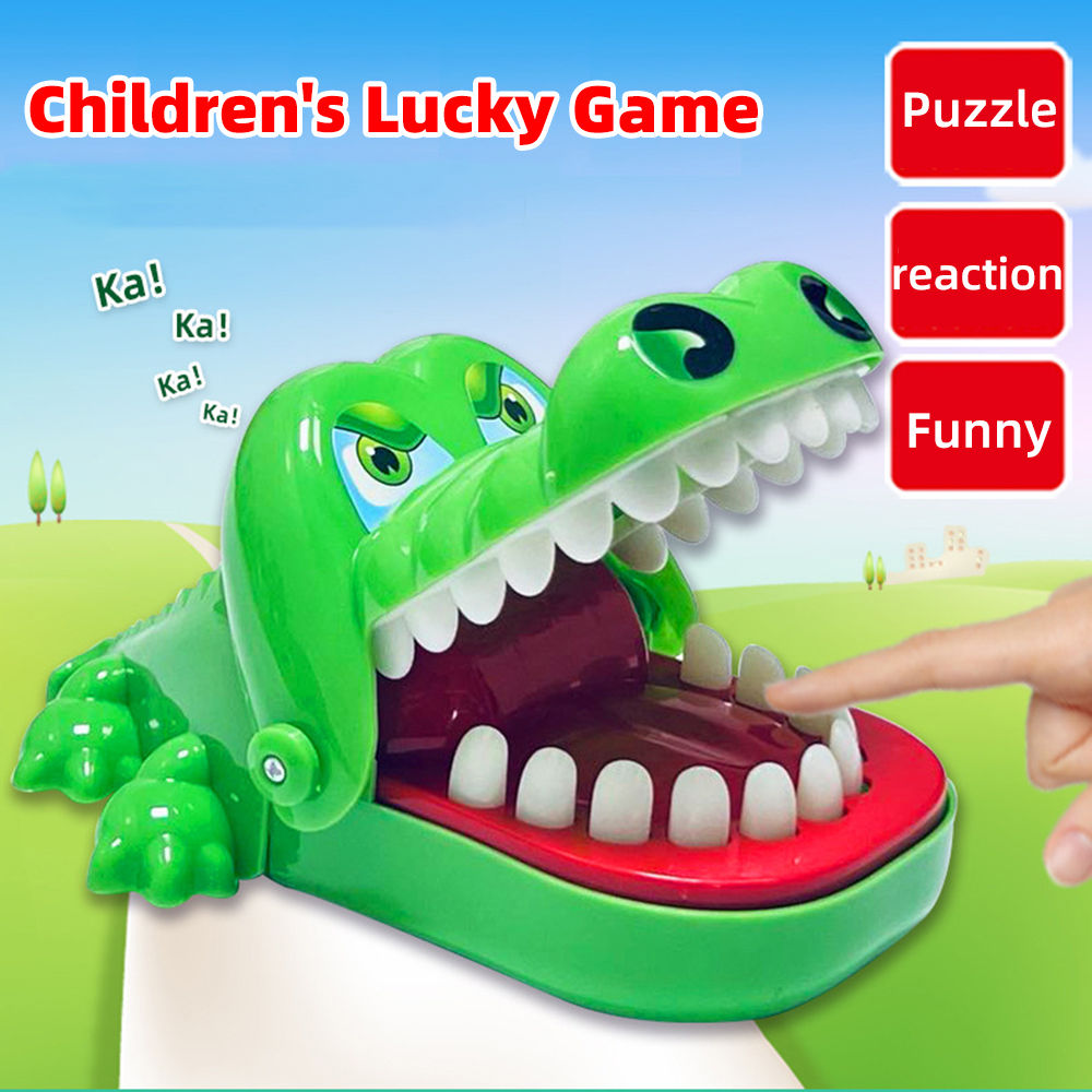 Crocodile teeth reaction game with snapping jaws