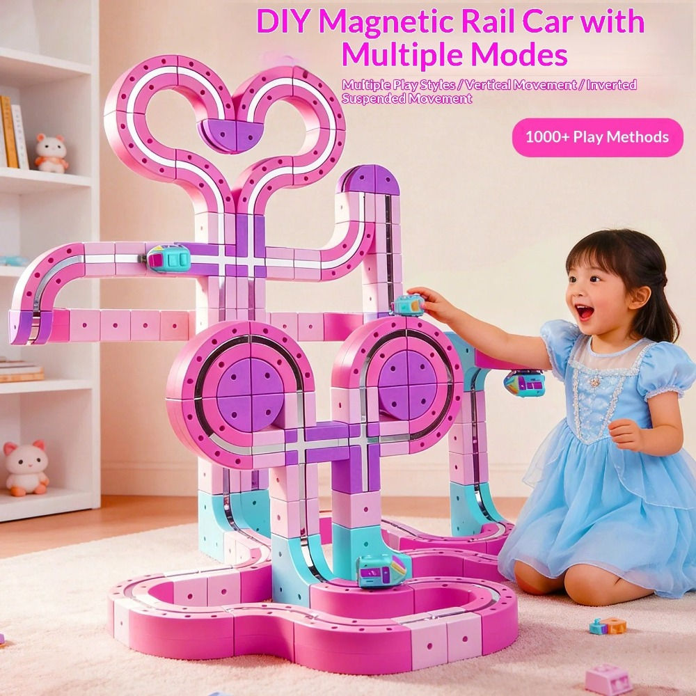 Magnetic suspended track building blocks construction set
