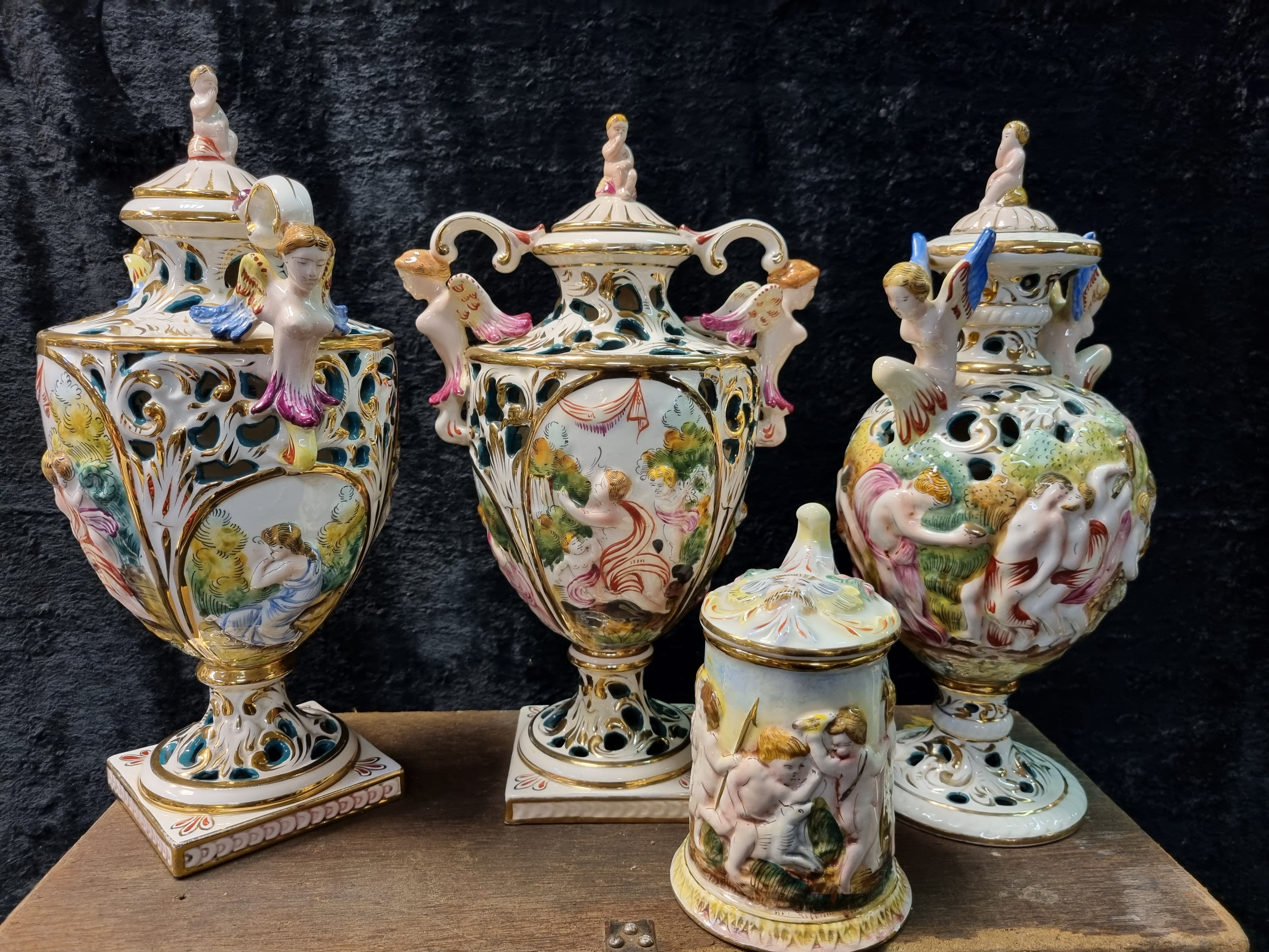 Capodimonte porselein sier vazen