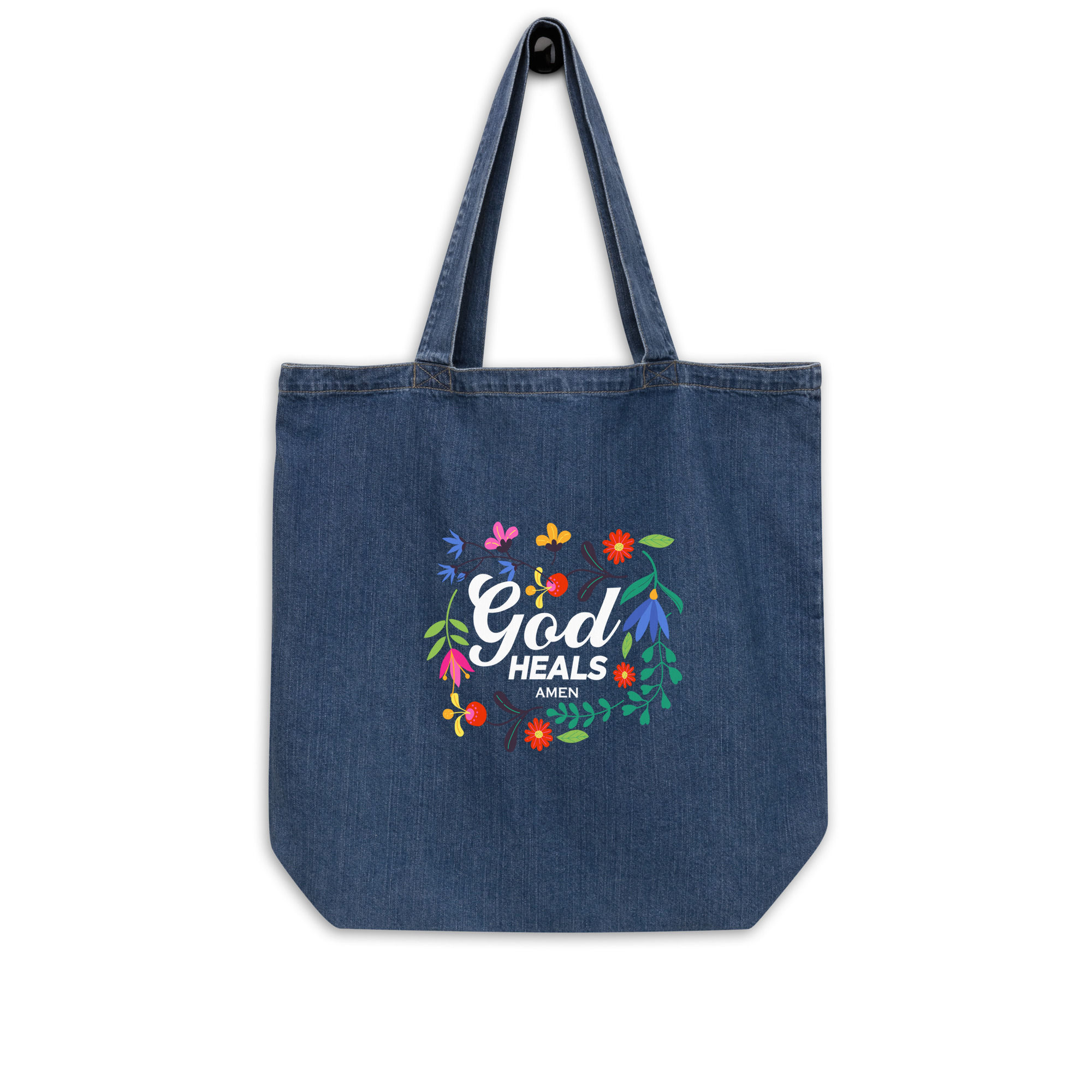God Heals - Organic denim tote bag copy
