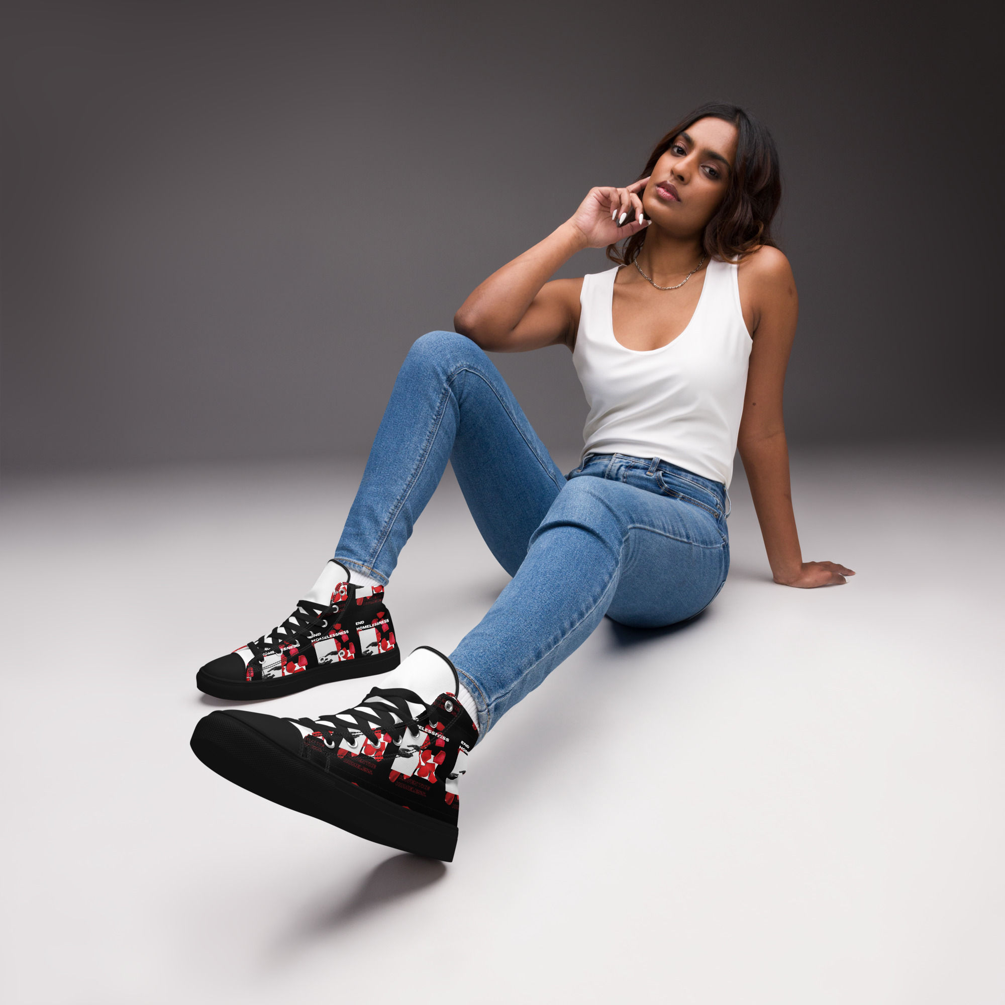 Women’s high top canvas shoes END HOMELESSNESS!