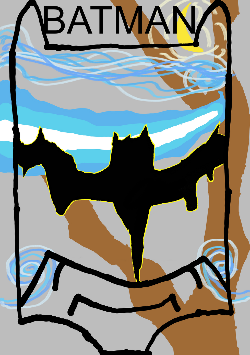 Batman Movie Poster with Stary Night 