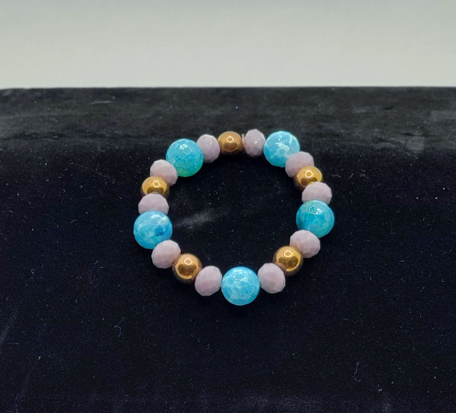 Lavender, Gold and Turquoise Agate Bracelet 