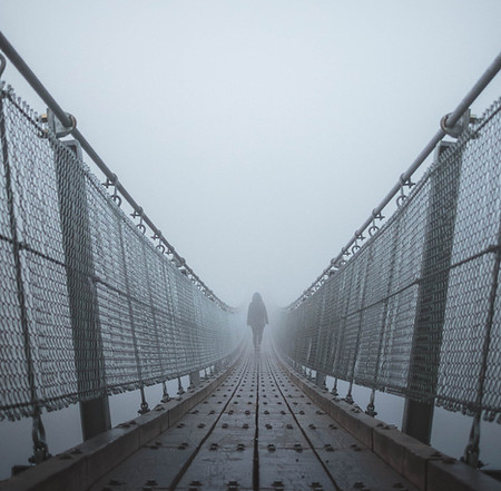 Foggy Suspension Bridge