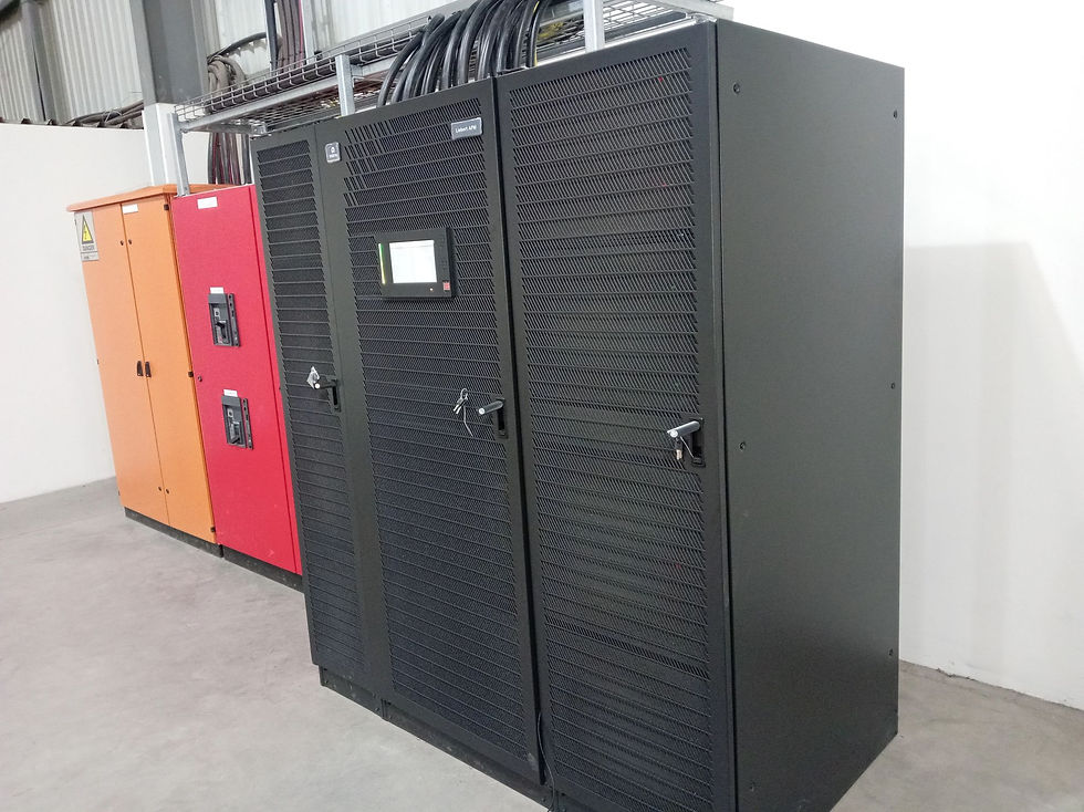 Close-up view of a UPS unit in a server room