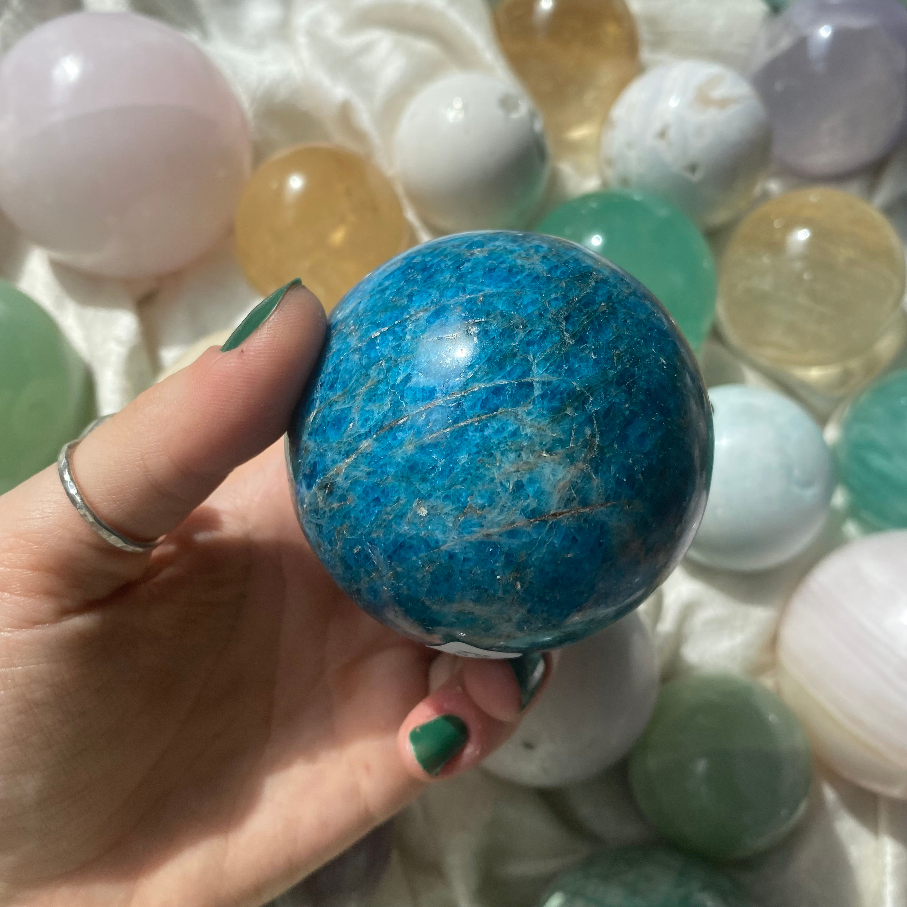 Blue apatite sphere