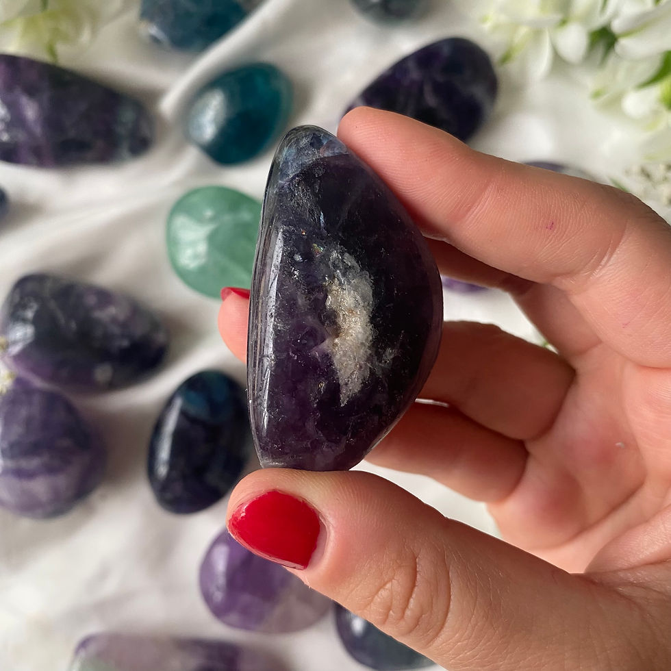Thumbnail: Rainbow fluorite large tumble stones with imperfections