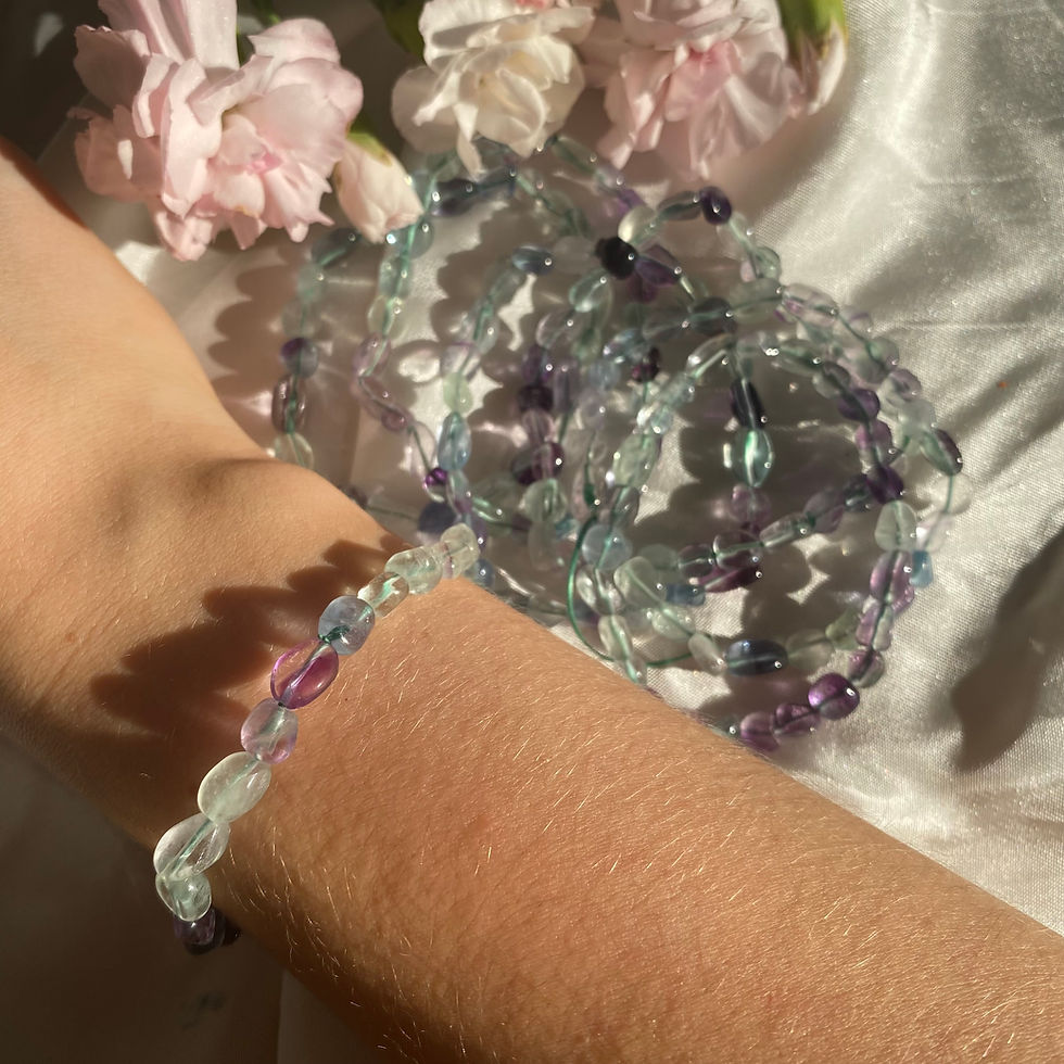 Thumbnail: Rainbow fluorite bracelets - rounded beads