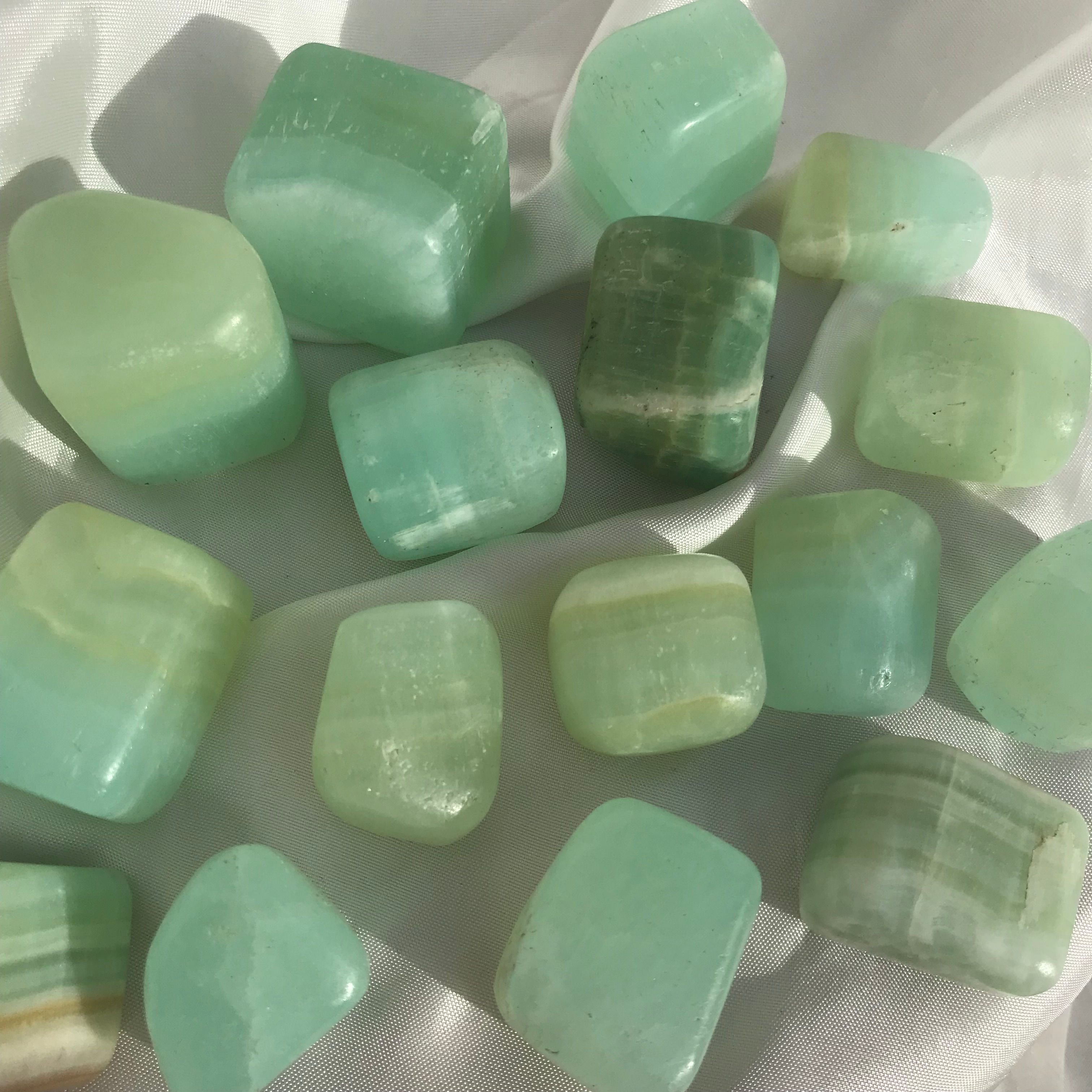 Pistachio calcite tumble stone