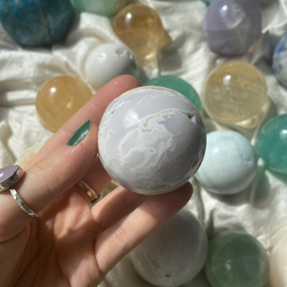 Thumbnail: Druzy snow agate sphere 26d