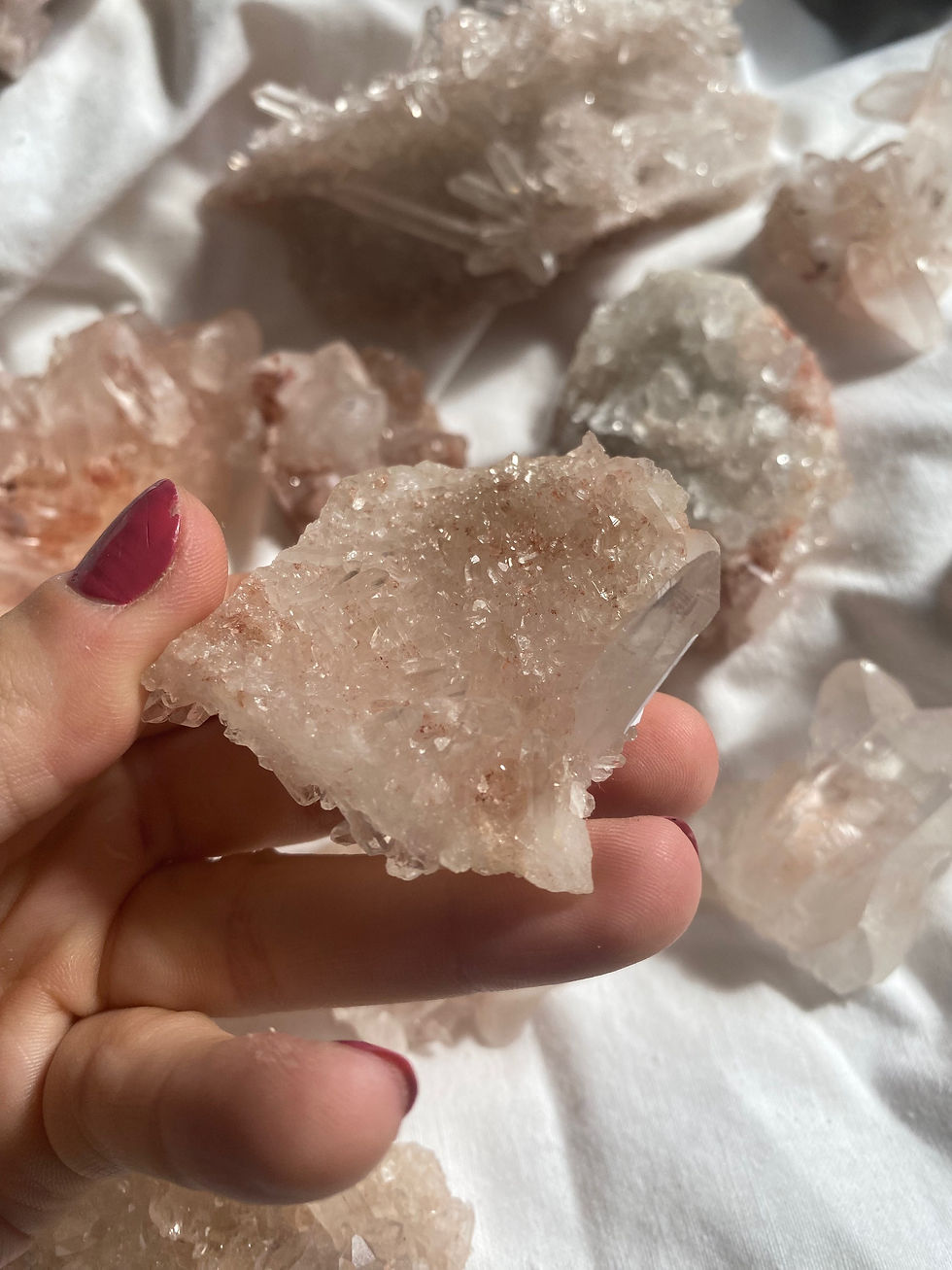 Thumbnail: RARE pink samadhi quartz cluster 30b