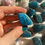 Thumbnail: Blue apatite tumbled stones