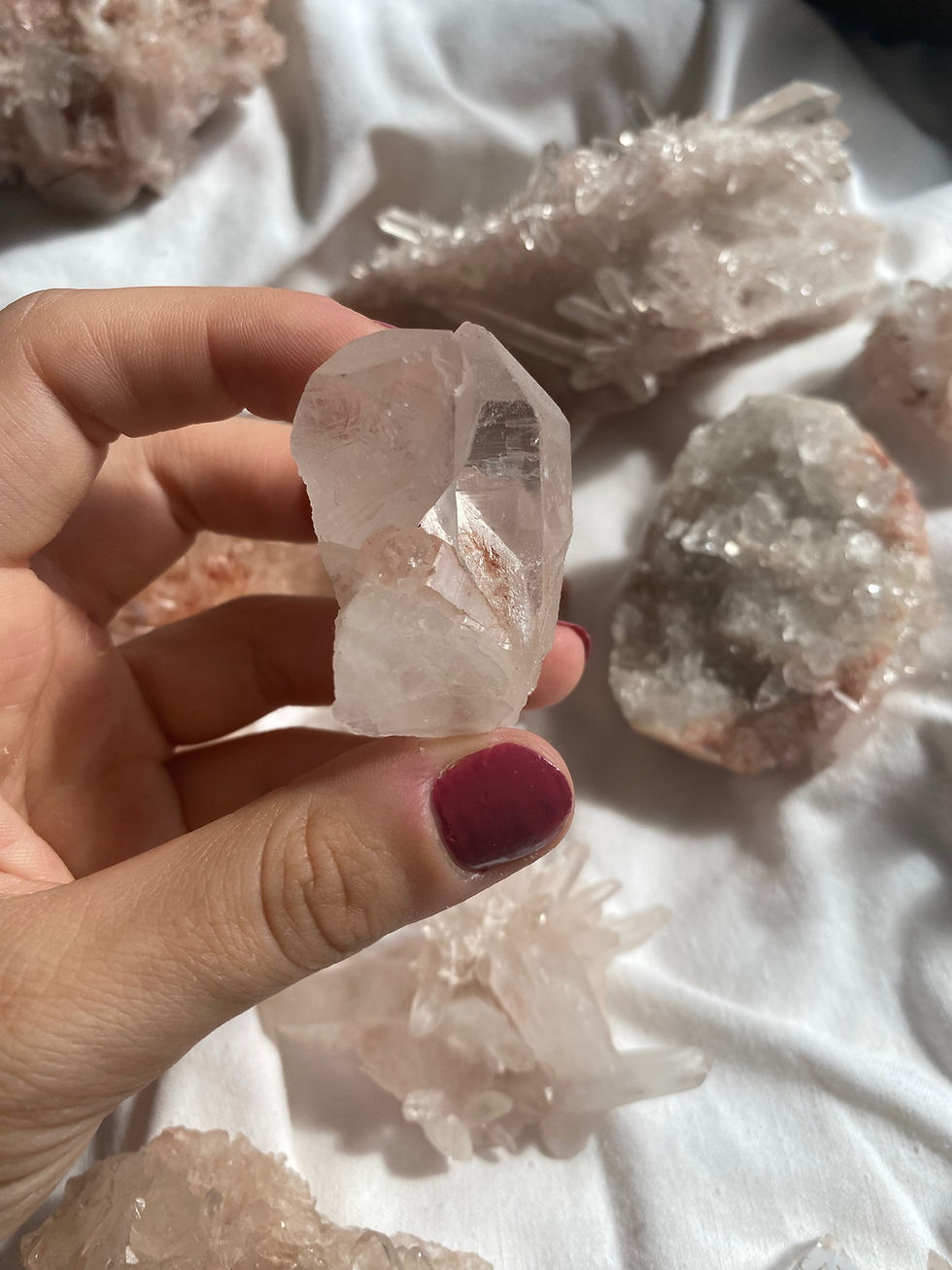 Thumbnail: RARE Samadhi pink quartz cluster 28b